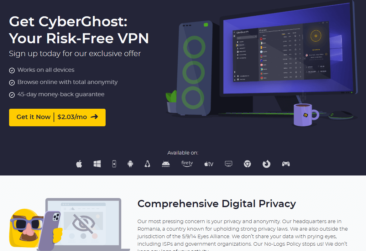 Cómo ver Disney Plus con una VPN 5 cyberghost-2023