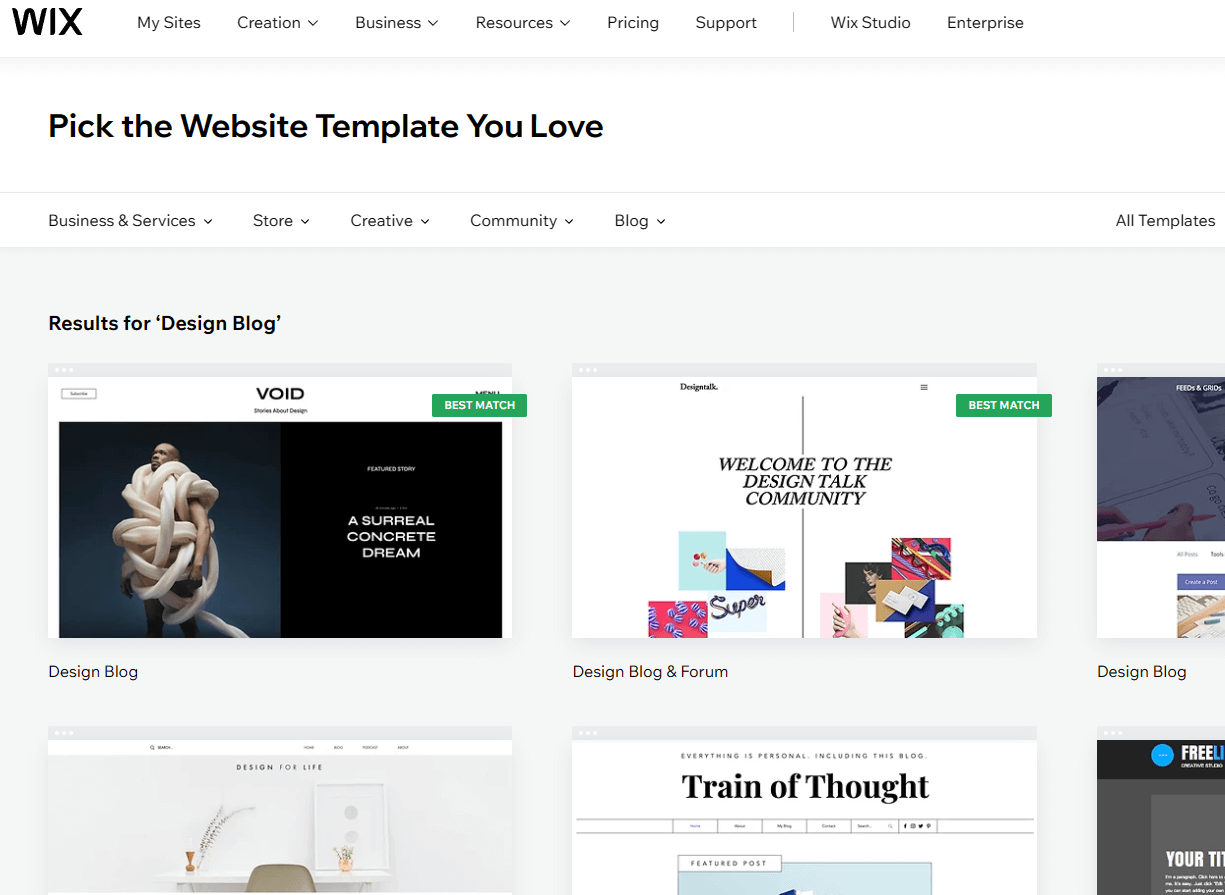 Cómo crear un sitio web sencillo para tu empresa con Wix (instrucciones paso a paso) 10 wix-pick-the-website-template-you-love