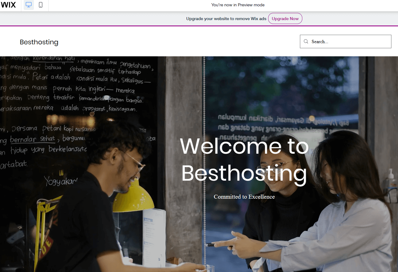 Cómo crear un sitio web sencillo para tu empresa con Wix (instrucciones paso a paso) 26 wix-preview-the-website