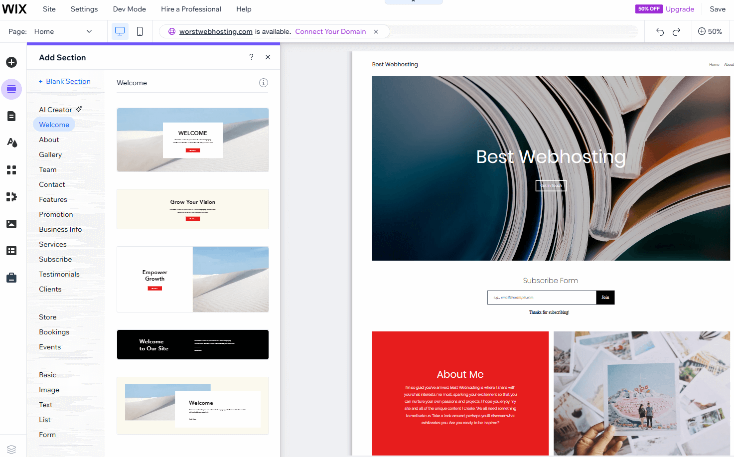 Cómo crear un sitio web sencillo para tu empresa con Wix (instrucciones paso a paso) 17 wix-set-up-ai-template-eight
