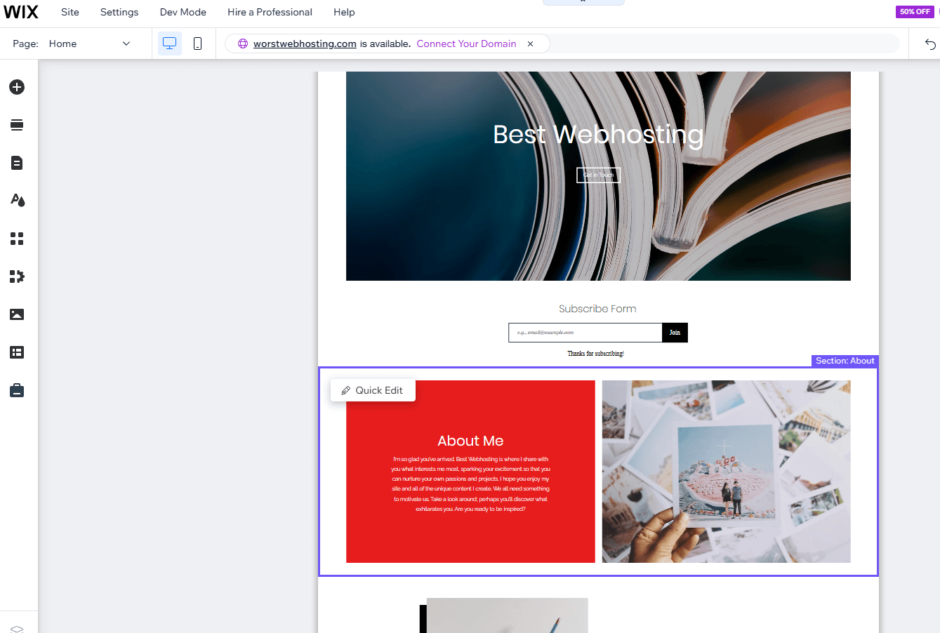 Cómo crear un sitio web sencillo para tu empresa con Wix (instrucciones paso a paso) 16 wix-set-up-ai-template-seven