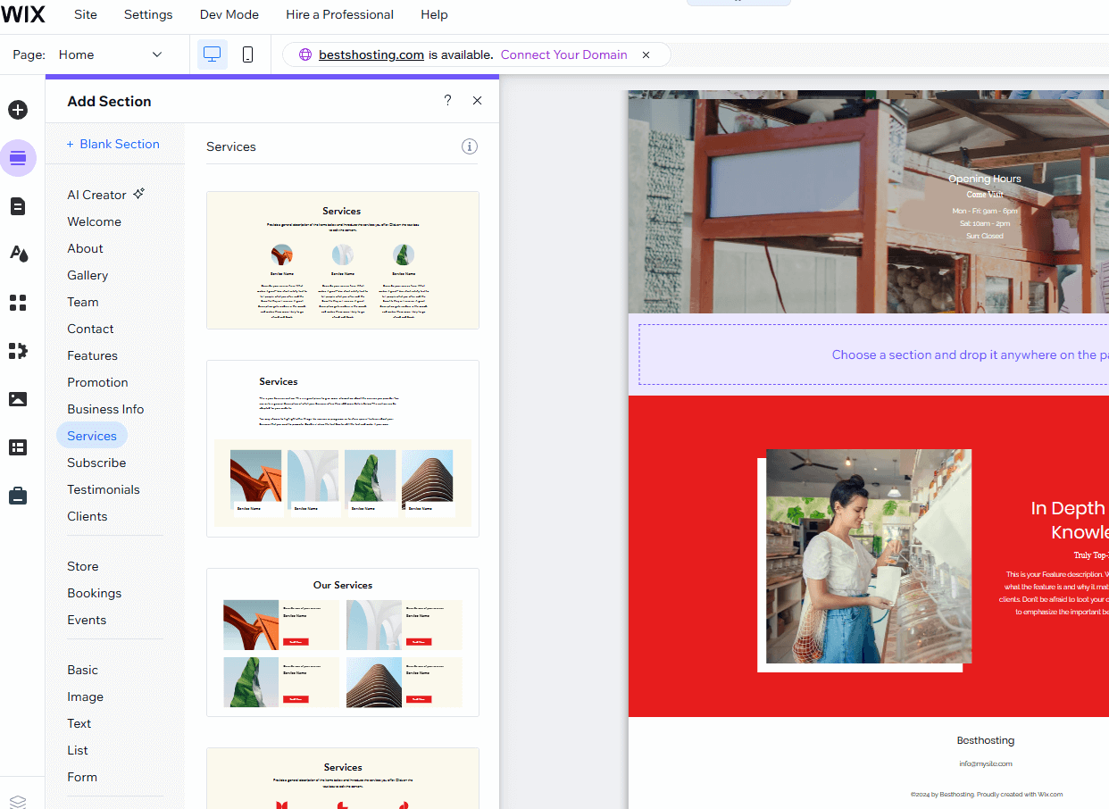 Cómo crear un sitio web sencillo para tu empresa con Wix (instrucciones paso a paso) 19 wix-set-up-service